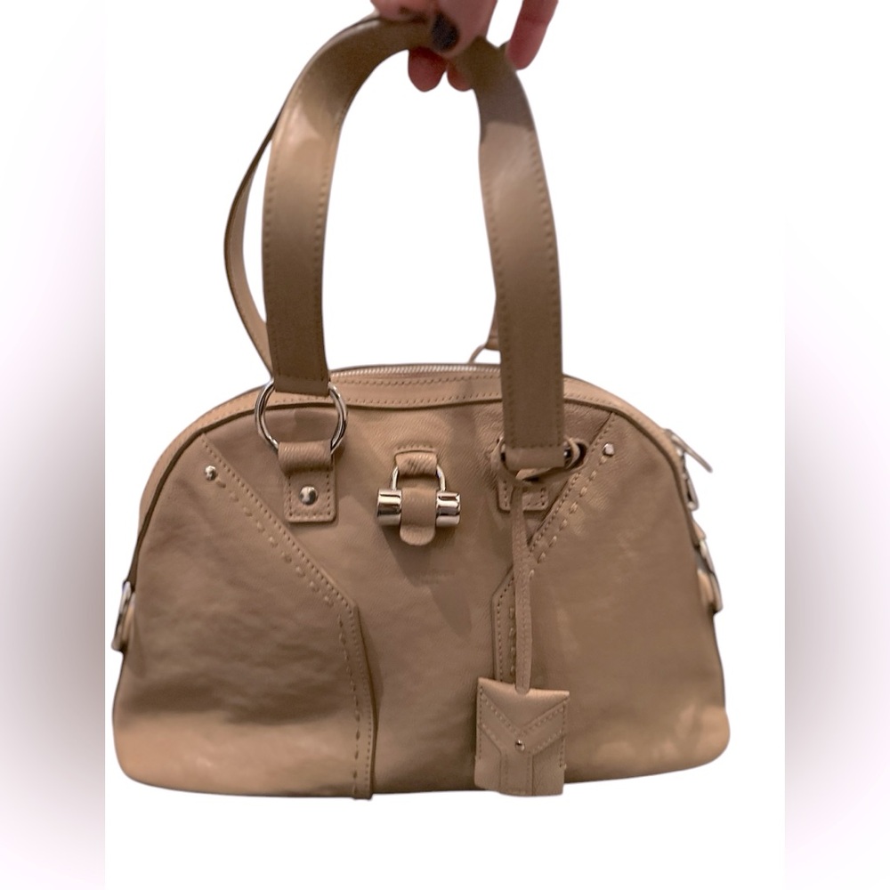 Authentic YVES SAINT LAURENT Muse Leather Shoulder Tote Bag